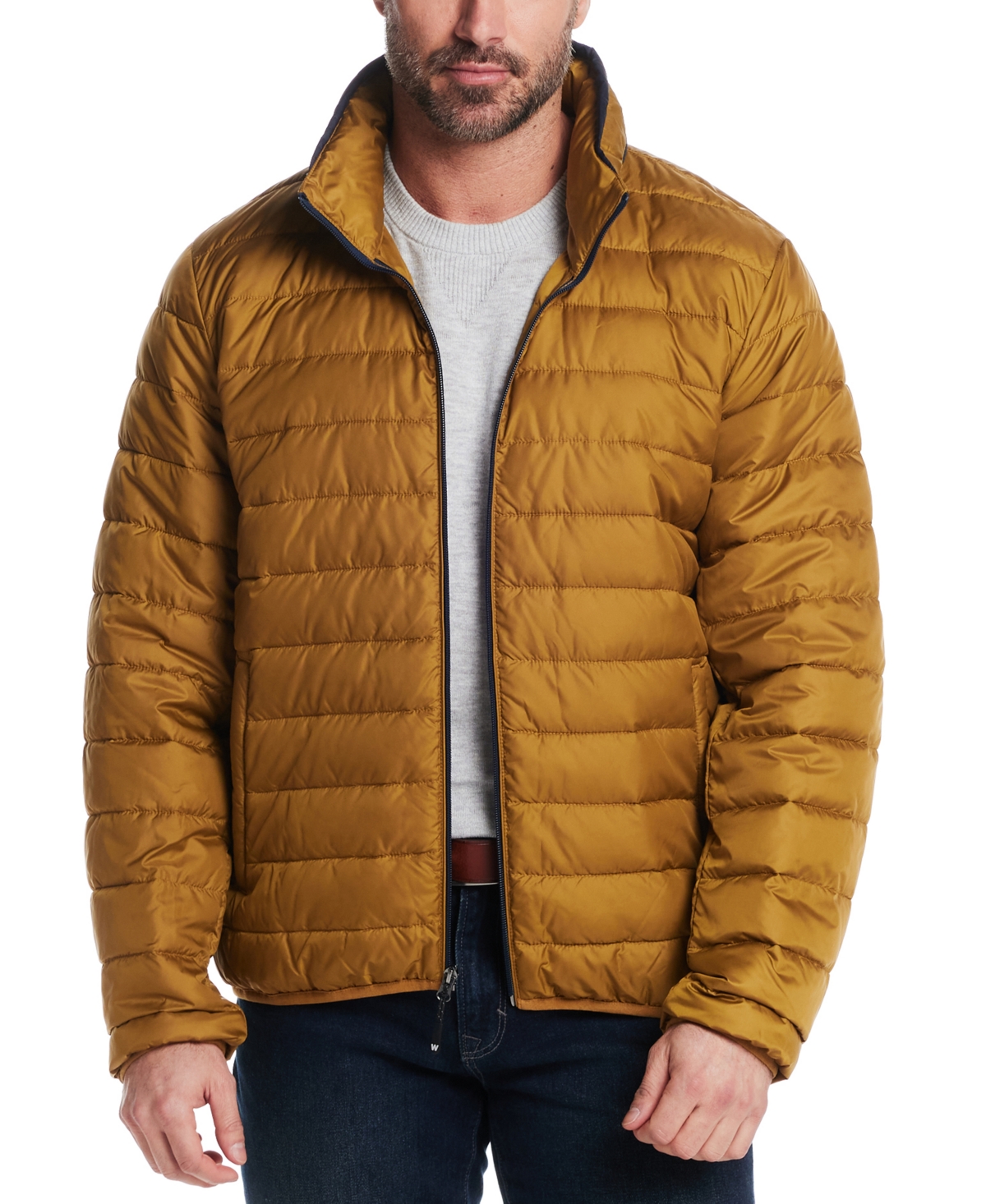 Weatherproof Men's Packable Neck Pillow Zip-front Quilted Jacket In Mustard
