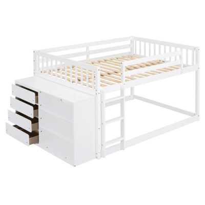 Streamdale Full over Full Bunk Bed with 4 Drawers and 3 Shelves-Gray