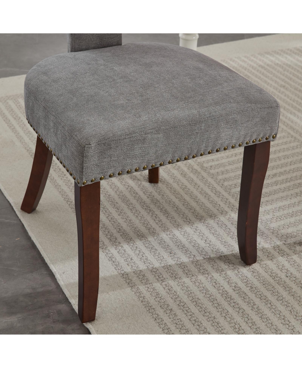 Streamdale Furniture Mid Century Modern Linen Dining Chairs, Gray Set of 2