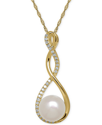 Macy&#39;s Birthstone and Diamond (1/10 ct. t.w.) 18&quot; Pendant Necklace in 14k White or Yellow Gold ...