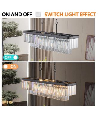 Crystal Chandelier with Adjustable Modern Industrial Design