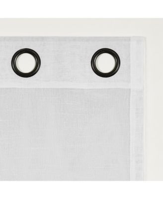 Slub Textured Linen Blend Black Grommet Top Curtain