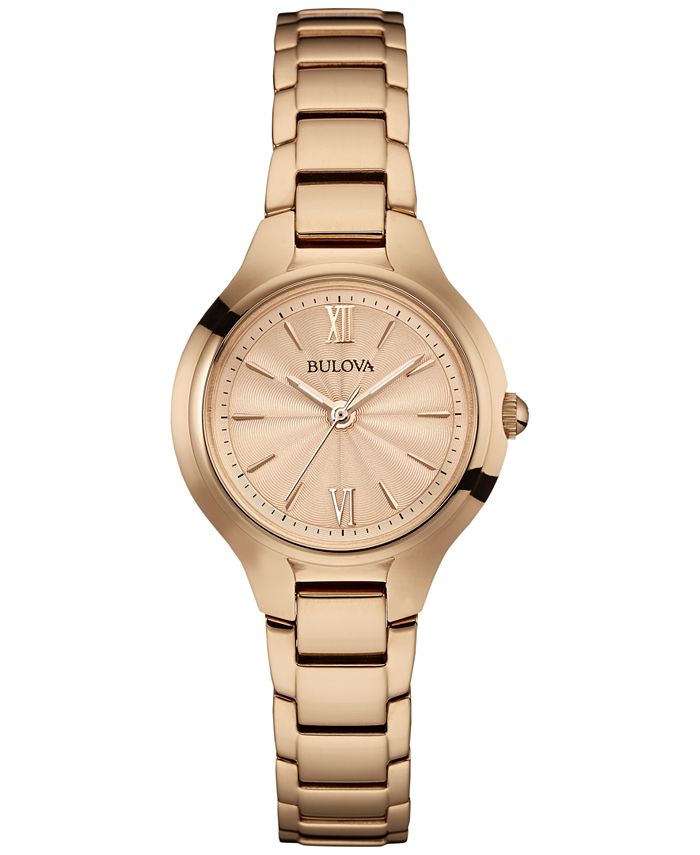 Bulova Women's Rose Gold-Tone Stainless Steel Bracelet Watch 28mm ...