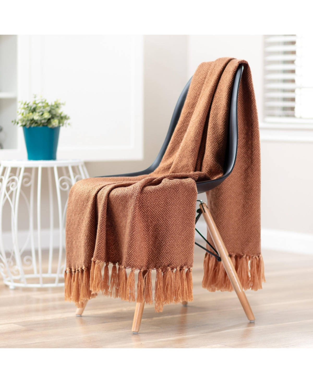 Chanasya Premium Mini Maze Super Soft Acrylic Blanket With Tassels - Cozy Lightweight Fluffy Woven Blanket for Bed Chair Couch Living Bed Room P