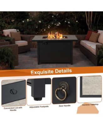 42 Inch 60000 BTU Propane Fire Pit Table with Ceramic Tabletop