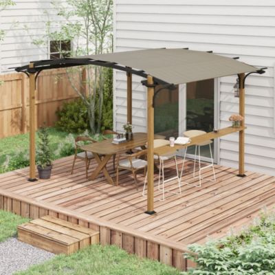 12' x 10' Outdoor Pergola Canopy with Bar Counter, Aluminum Frame