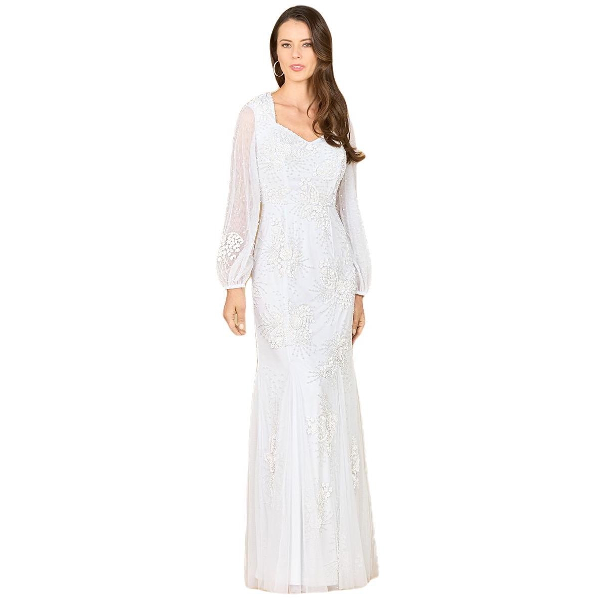 Women's Long Sleeve Beaded Bridal Gown - Ivory