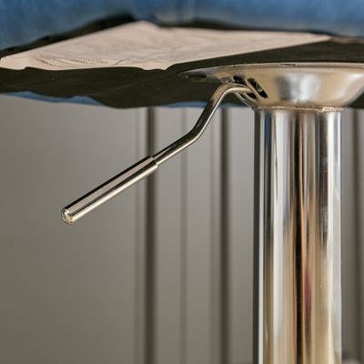 Set of 2 Adjustable Bar Stools with Chrome Base and Tufted Back, Blue