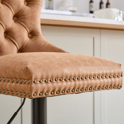 Retro & Adjustable PU Swivel Barstools (2-Pack)