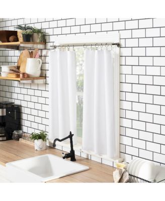 Martine Microfiber Semi-Sheer Rod Pocket Kitchen Curtain Valance and Tiers Set