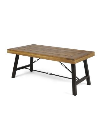 Streamdale Acacia Wood Coffee Table, Teak and Metal, 45.75"W x 27.25"D