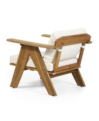 Streamdale Teak Finish Acacia Club Chairs with Cushions (Set of 2)