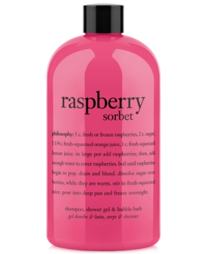 philosophy raspberry sorbet ultra rich 3-in-1 shampoo shower gel and bubble bath 16 oz
