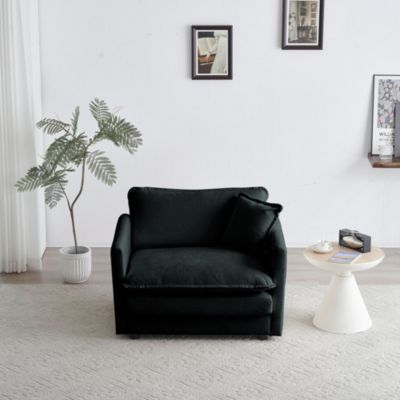 Comfy Single Armchair, Black Chenille Fabric