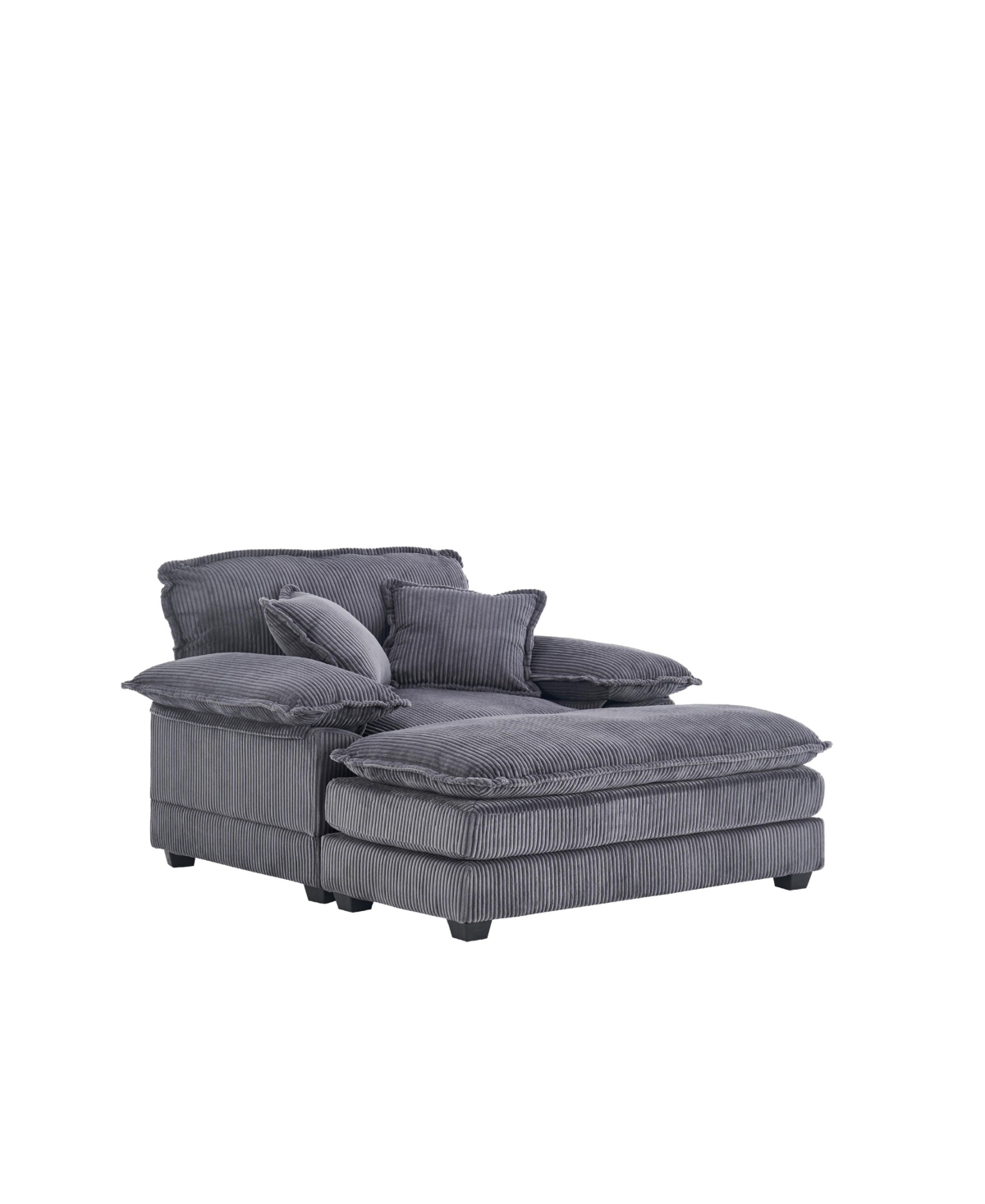 Streamdale Furniture 56.3" Corduroy Sofa with Toss Pillows and Ottoman