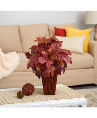 19" Autumn Maple Leaf Artificial Plant in Decorative Planter