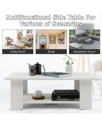 Large 36 Inch 2-tier Wooden Modern Coffee Table with Storage Shelf