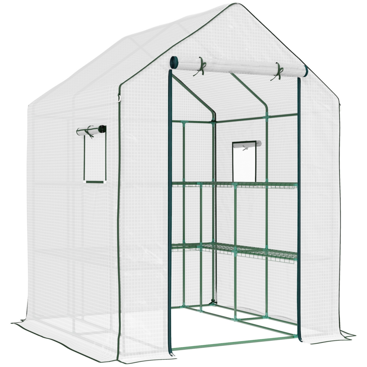 Portable Greenhouse: 4.6' x 4.7' with Shelves - White