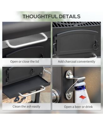 Portable Charcoal Grill with Thermometer and Wheels