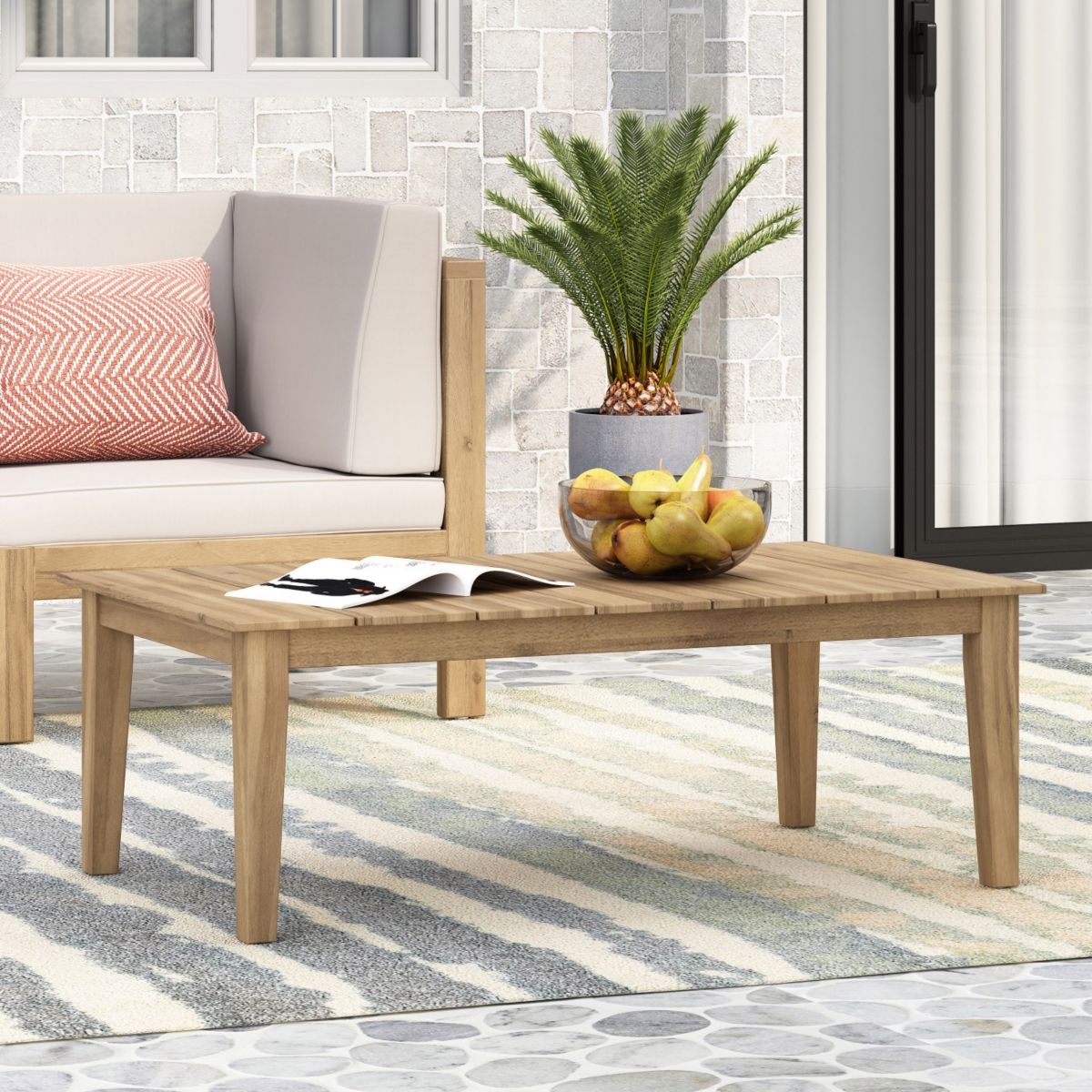 Streamdale Furniture Acacia Wood Outdoor Coffee Table, Light 14