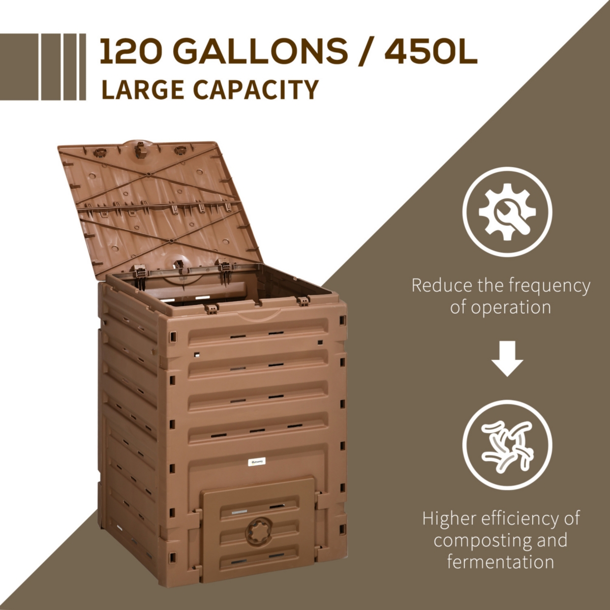 Streamdale Furniture 120 Gallon Garden Compost Bin with Vents & Sliding Doors