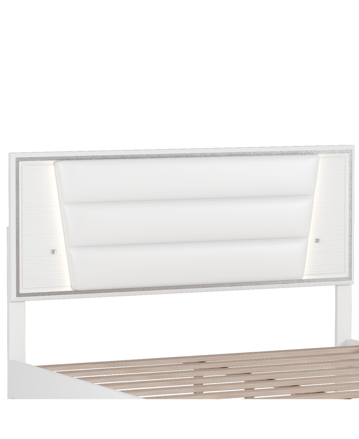 Streamdale Furniture Queen Size Upholstered Bed with Led Lights and Sparkling Decor