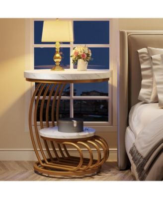 Vintage Arc Frame 2-Tier Round End Table Set