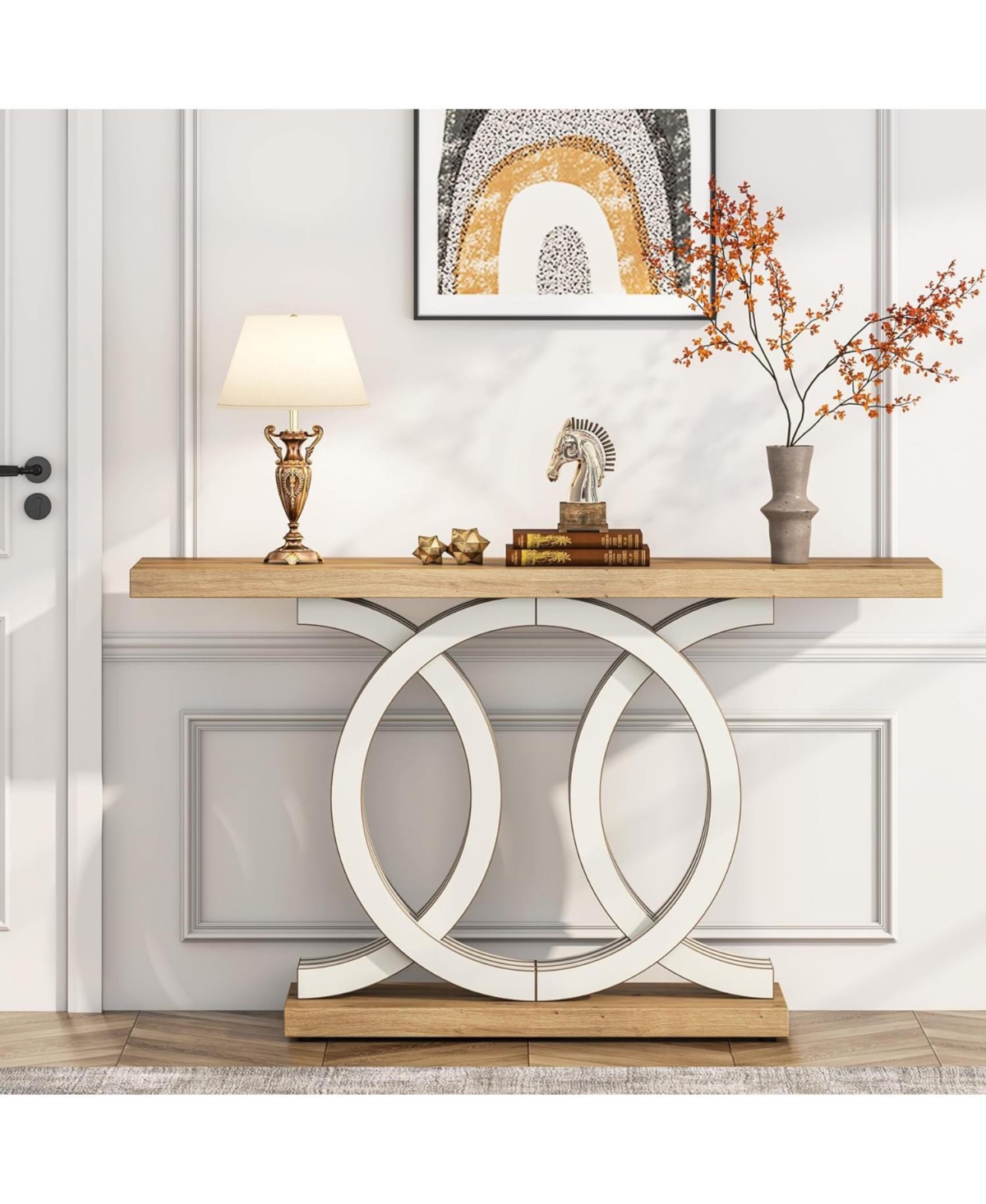 Tribesigns inches Console Table with Unique Base, Farmhouse Hallway Table, Wooden Entryway Table, Modern Sofa Table for Living Room, Unique Long Ac