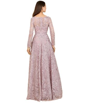 Women's A-line Gown With Long Sleeves, V-Neckline