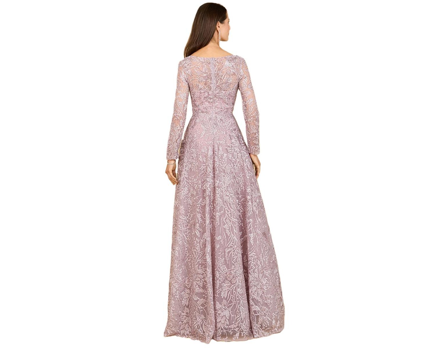 Women's A-line Gown With Long Sleeves, V-Neckline
