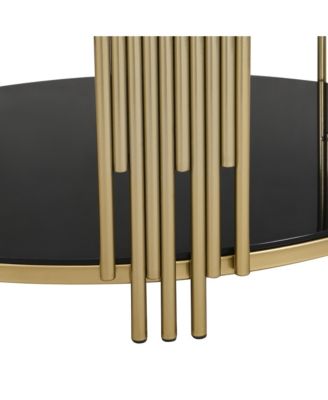 Streamdale Sleek Black Mirror Coffee Table with Gold Base