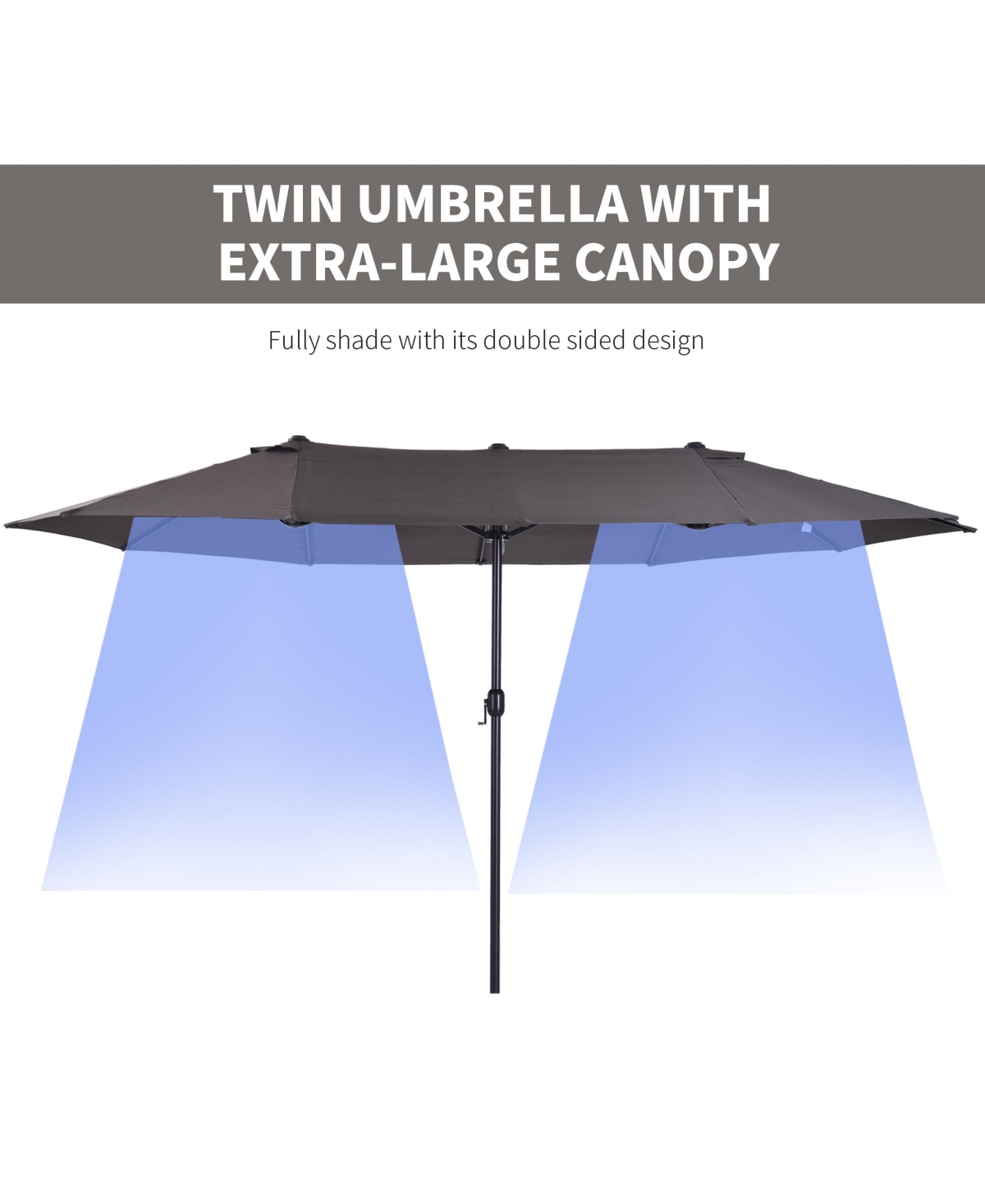 Streamdale Furniture 15ft Double-Sided Patio Umbrella with Crank Handle