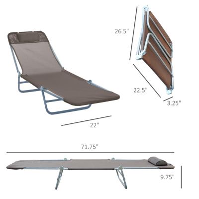 Folding Sun Tanning Chaise Lounge with Reclining Back and Headrest