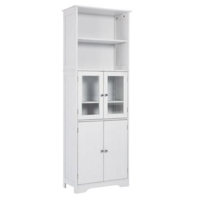 Tall White Storage Cabinet for Various Rooms