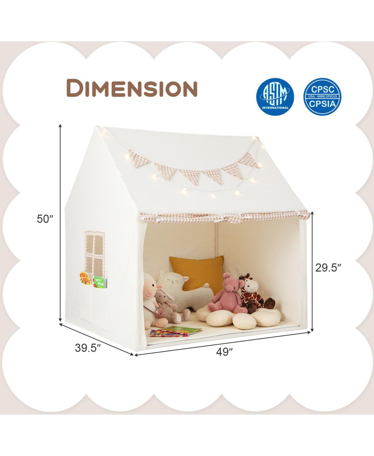 Детские игрушки VEBREDA Crib and Twin Mattress Breathable Windows Play Tent, 2-Piece, Ages 3+, цвет: Бежевый — фото 9