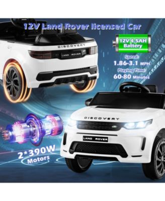 12V Kids Ride On Car with Remote Control Lockable Doors Slow Start System and LED Lights-White