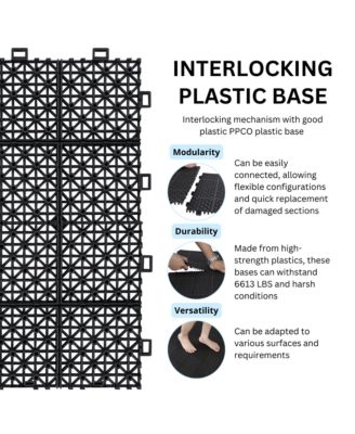 Black Interlocking Deck Tiles Waterproof, Strong, All-Weather