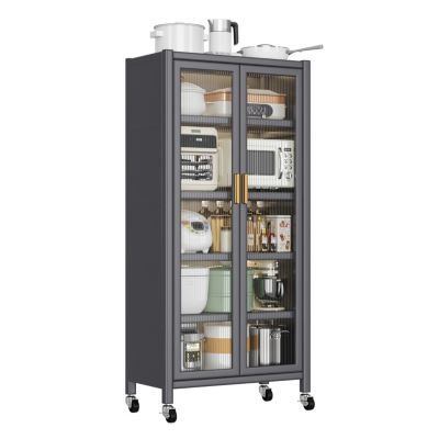 Open-Door Kitchen Shelves | Multilevel Microwave Cabinet Storage