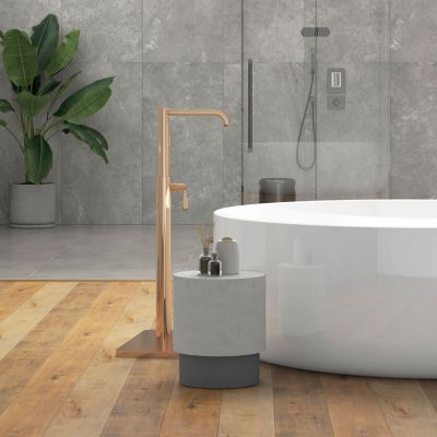 Round Concrete Side Table with Adjustable Feet