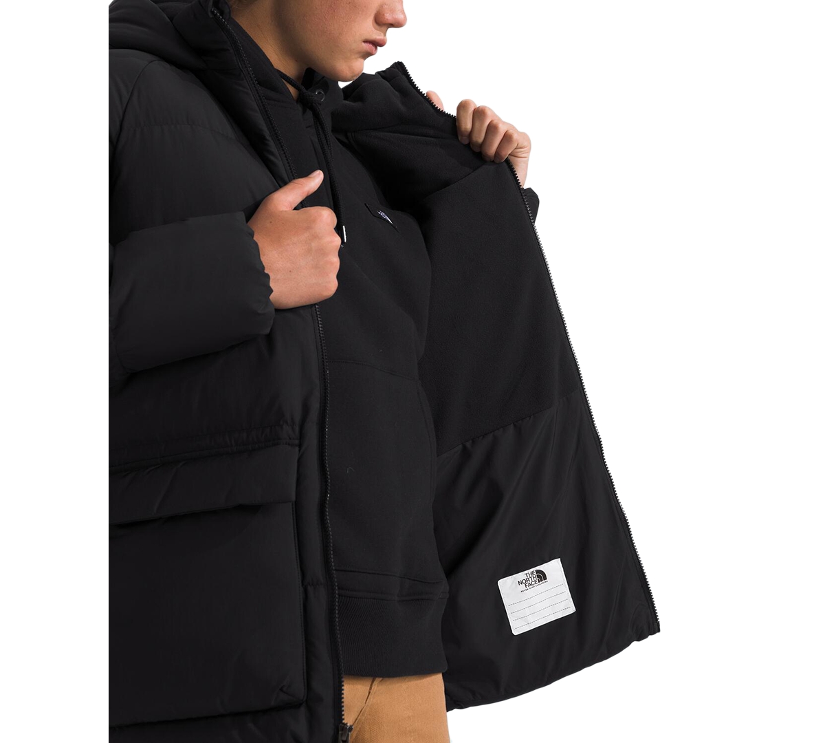 The North Face Big Boys North Quilted Fleece-lined Full-zip Hooded Short Down Parka In Tnf Black