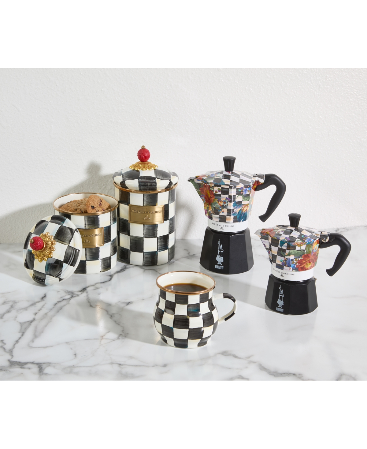 Mackenzie-childs Courtly Flower Market 3 Cup Moka Pot In No Color