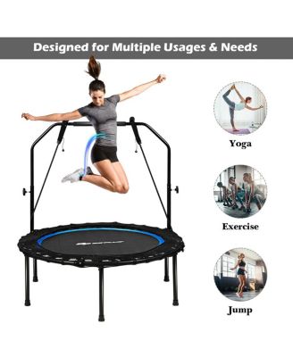 40 Inch Foldable Fitness Rebounder with Resistance Bands Adjustable Home