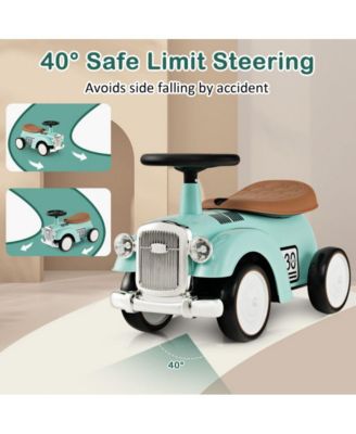 Kids Sit to Stand Vehicle with Working Steering Wheel and Under Seat Storage-White