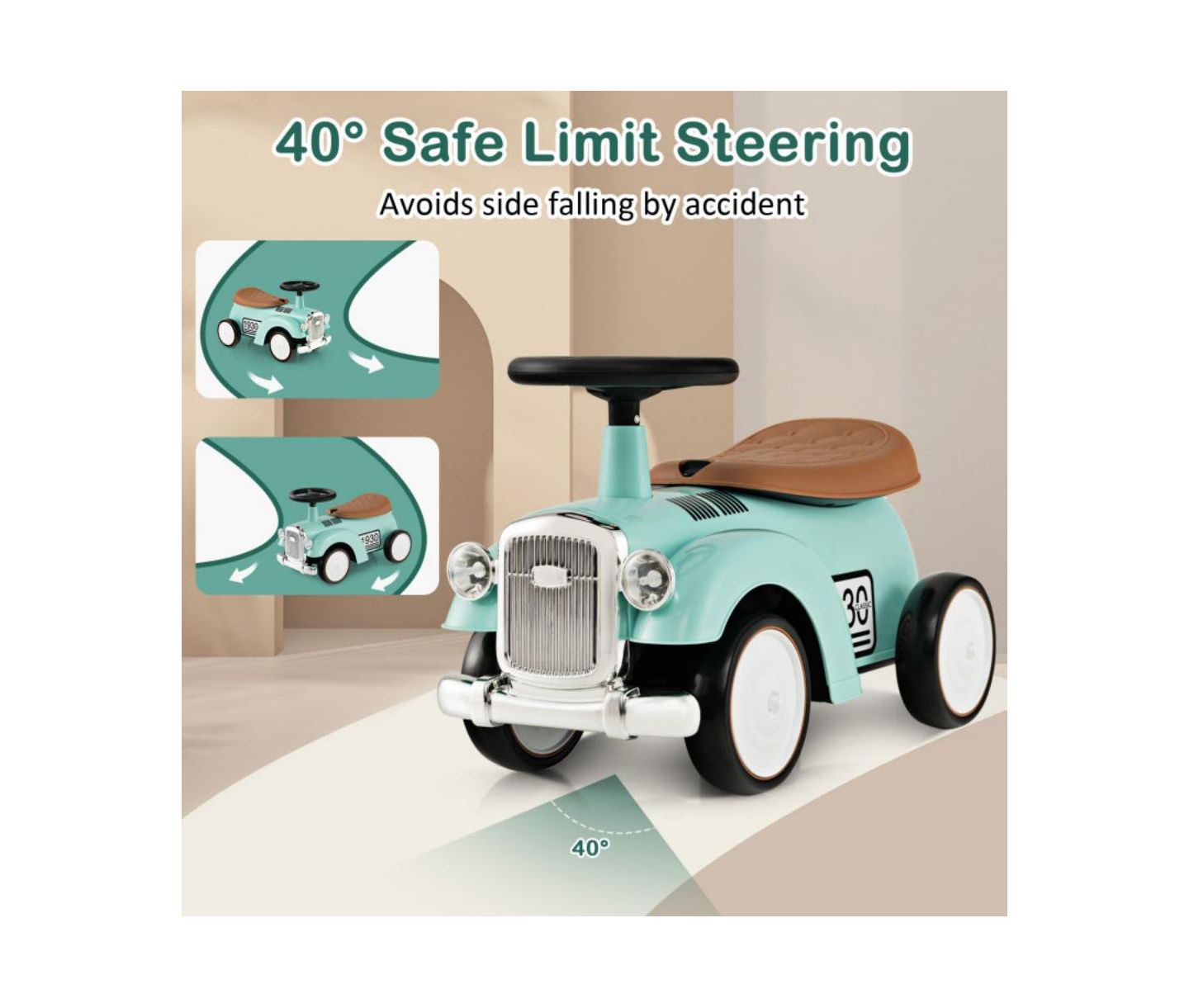 Детская игрушка VEBREDA Sit-to-Stand Vehicle with Working Steering Wheel and Under-Seat Storage, 23"L x 10.5"W x 13.5"H, Ages 12-36 Months, цвет: Зелёный — фото 8