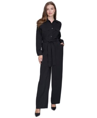 Women Tie Waist Long Sleeve Jumpsuit main image 0