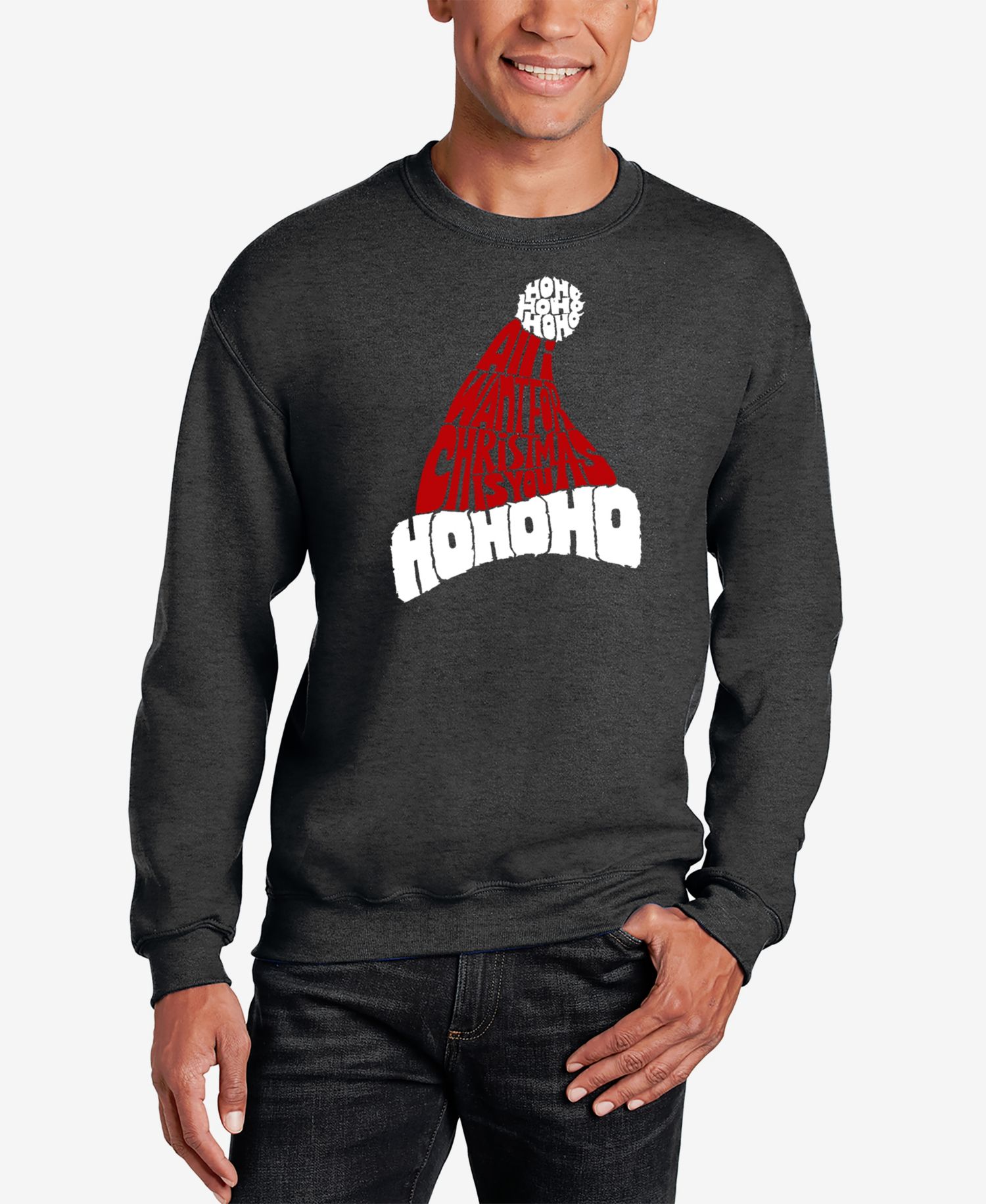 Men's All I Want for Christmas Is You Word Art Crewneck Sweatshirt
