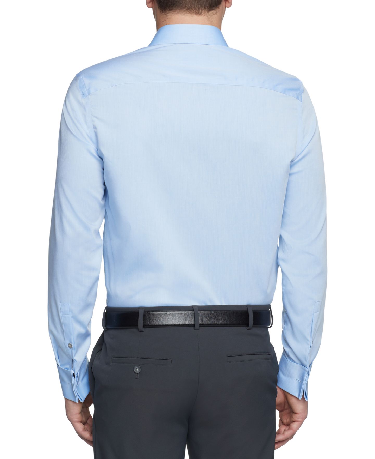 Мужская рубашка Calvin Klein Regular Fit Non-Iron Performance French Cuff Dress Shirt, цвет: Синий — фото 2