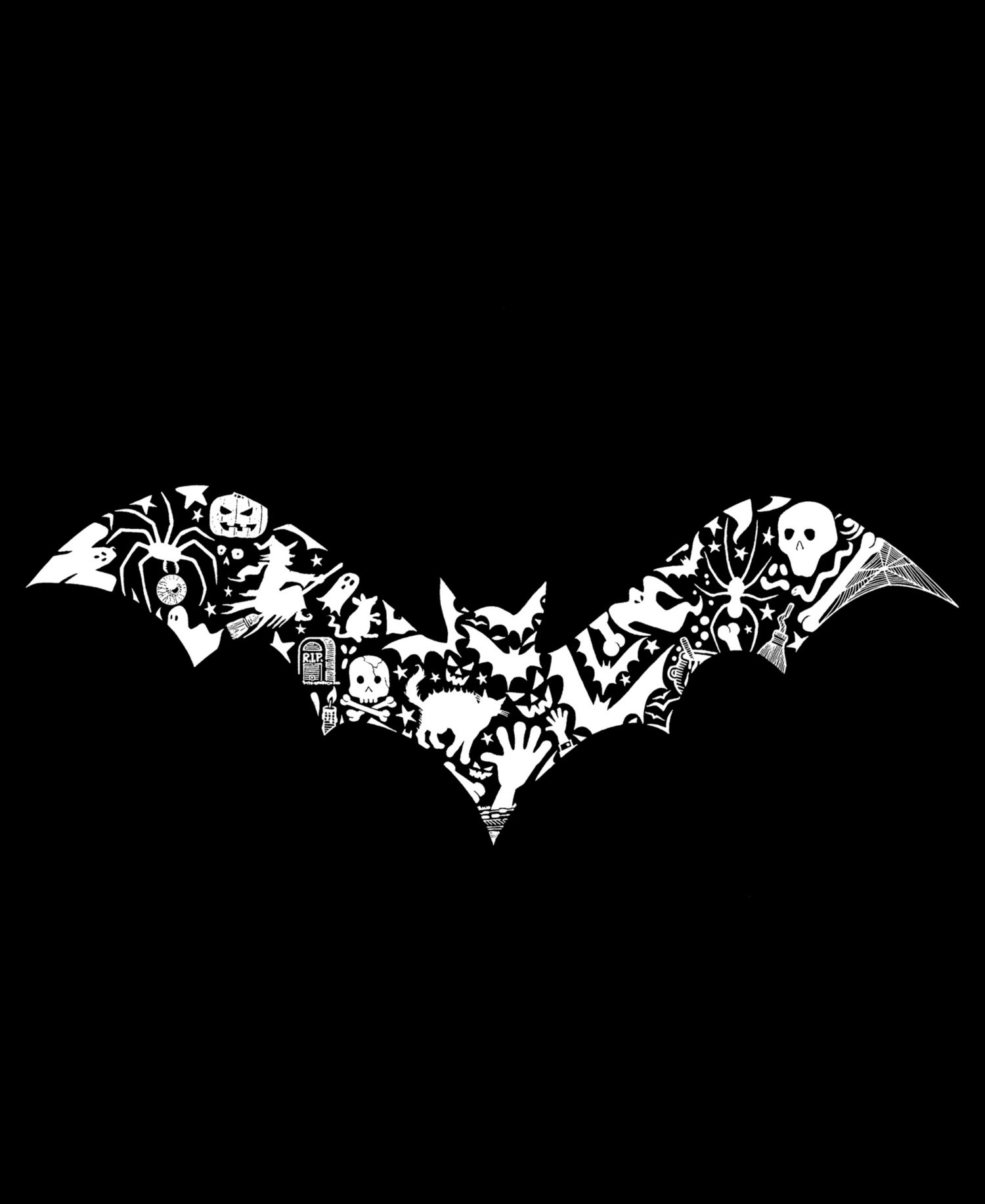 Men's Cotton/Poly Blend Word Art T-Shirt - Halloween Bat