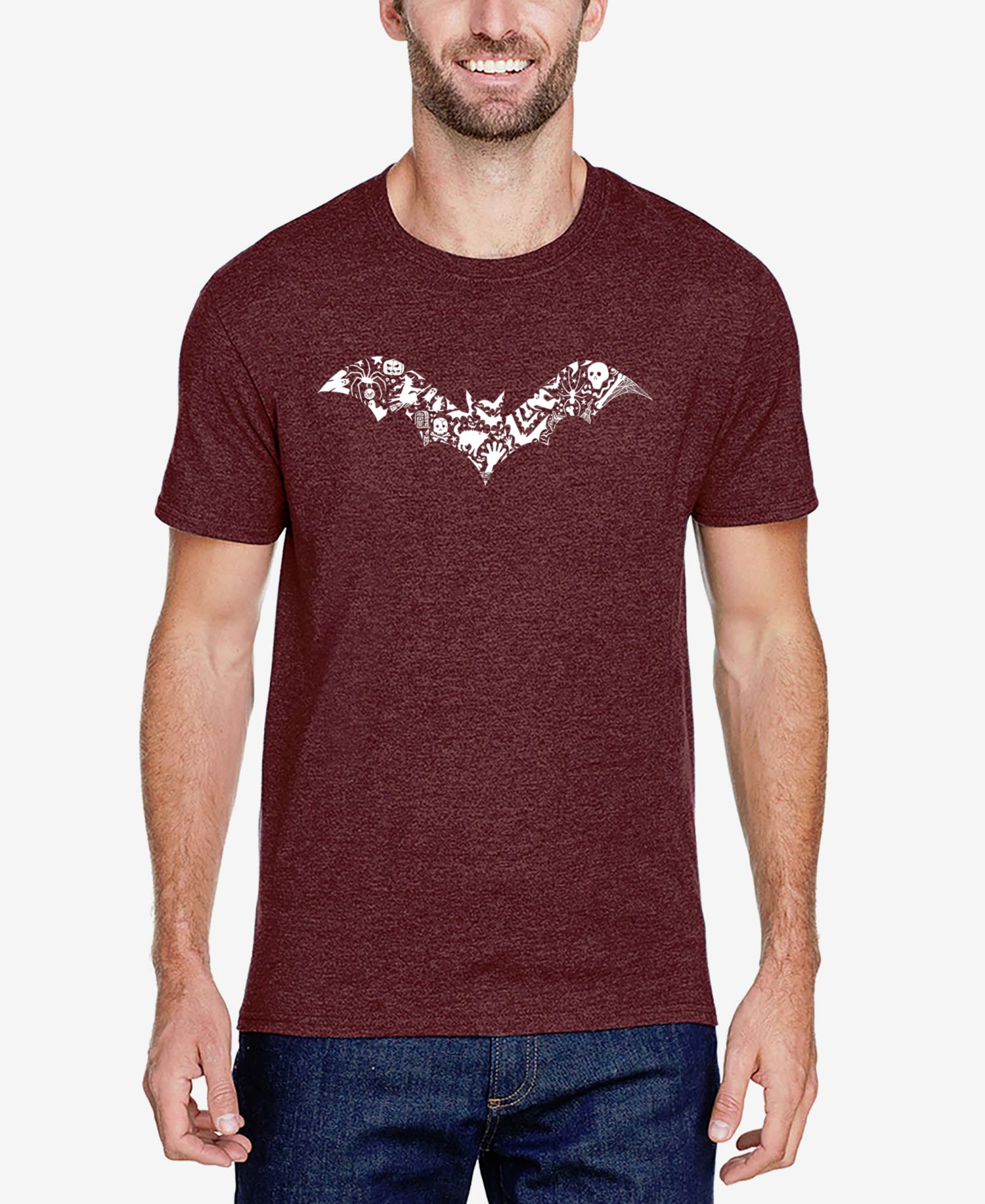 Men's Cotton/Poly Blend Word Art T-Shirt - Halloween Bat
