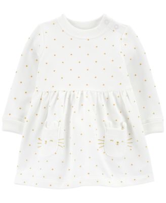 Carter's - Baby Girls Cat-Face Polka-Dot Fleece Dress with Diaper Cover